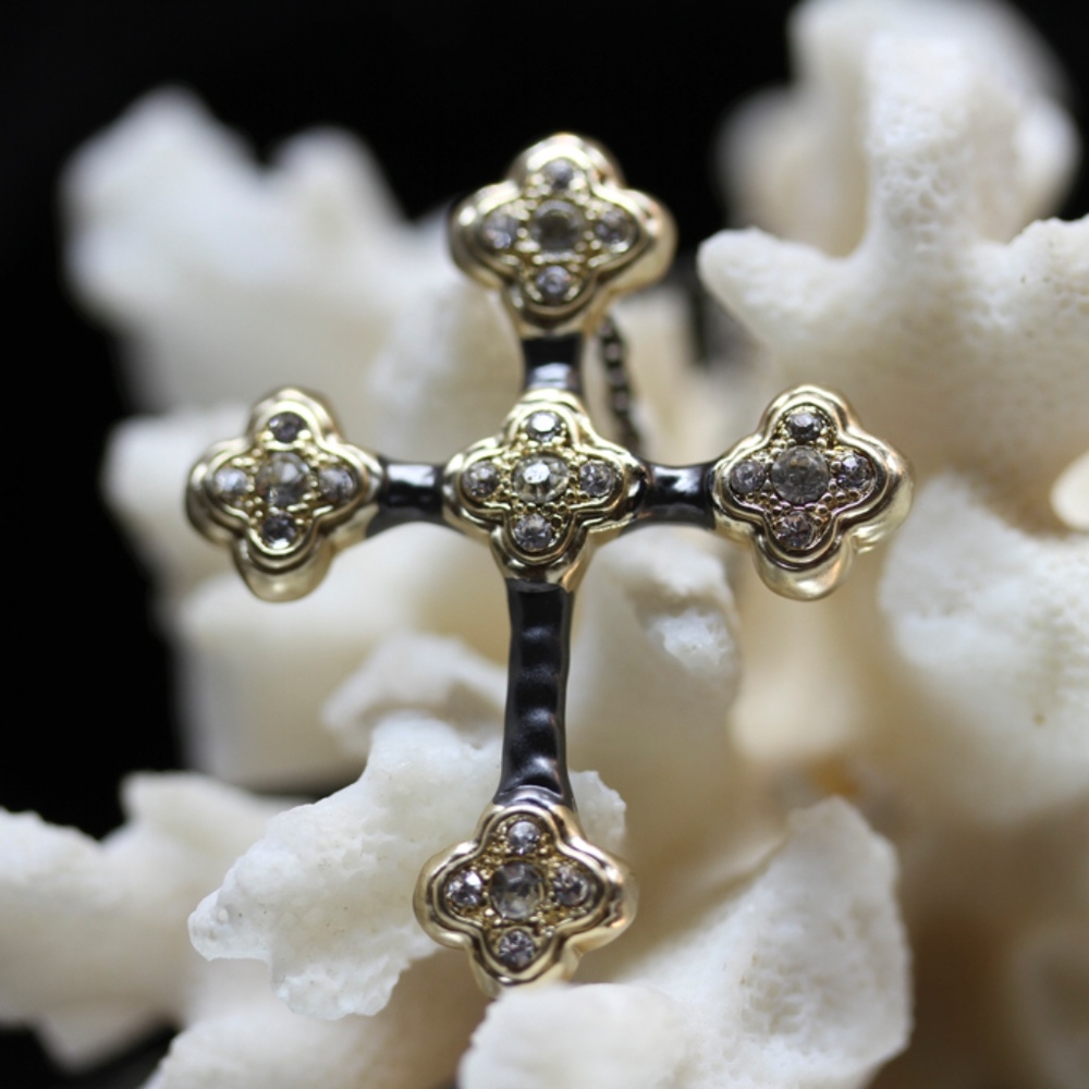 14ktgold Dipped Black/Gold Swarovski Necklace - image 1